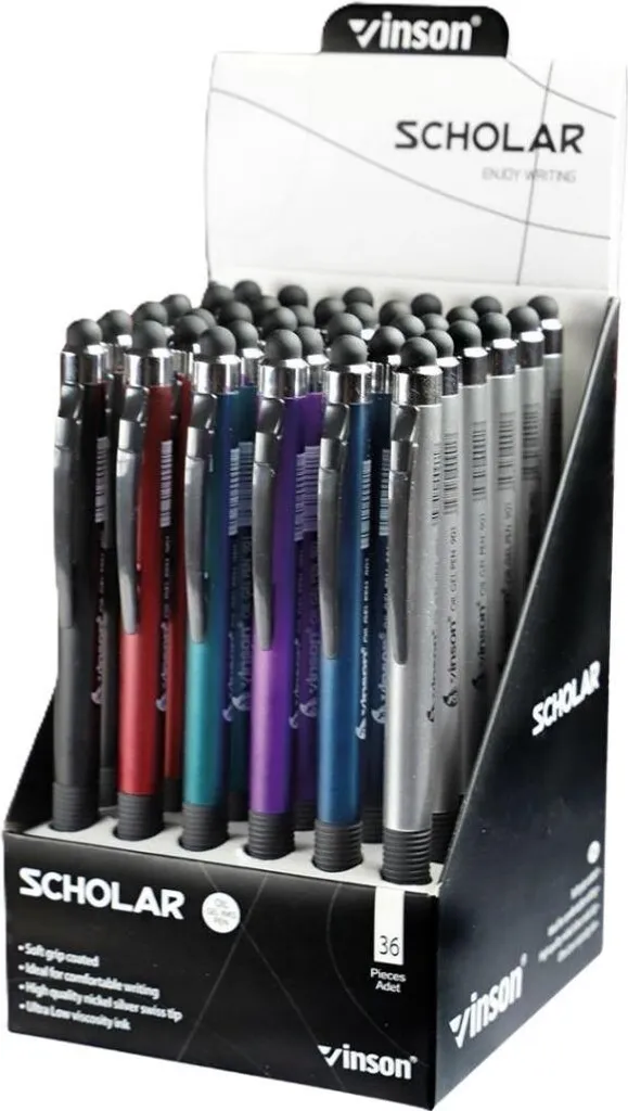 Lot de 36 stylos billes bleus à bouton poussoir Scholar durable