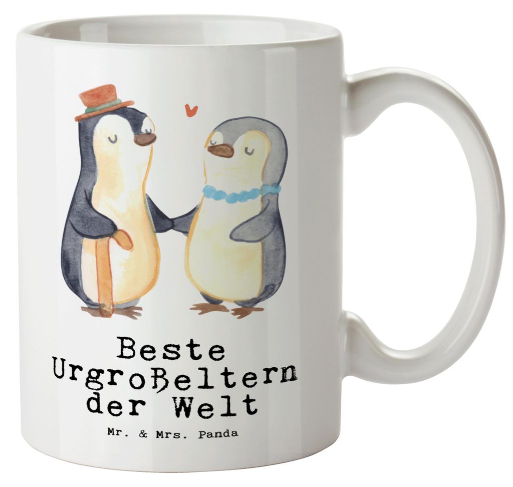 Mr. & Mrs. Panda Pott Pinguin Beste Urgroßeltern der Welt - Weiß - Geschenk, Henkeltasse, Kleinigkeit, Keramiktasse, Enkelkind, Geschenkidee, Oma...