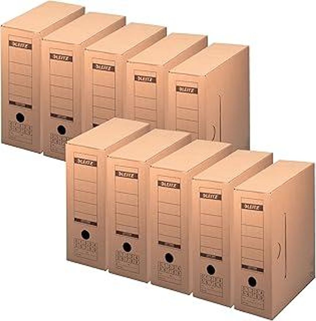 Leitz Premium Archiv-Schachtel mit Verschlusslasche, 120 mm Rückenbreite, Aktenkarton A4, Aufbewahrungsboxen für 15 Hängemappen, 100 % recycelba...