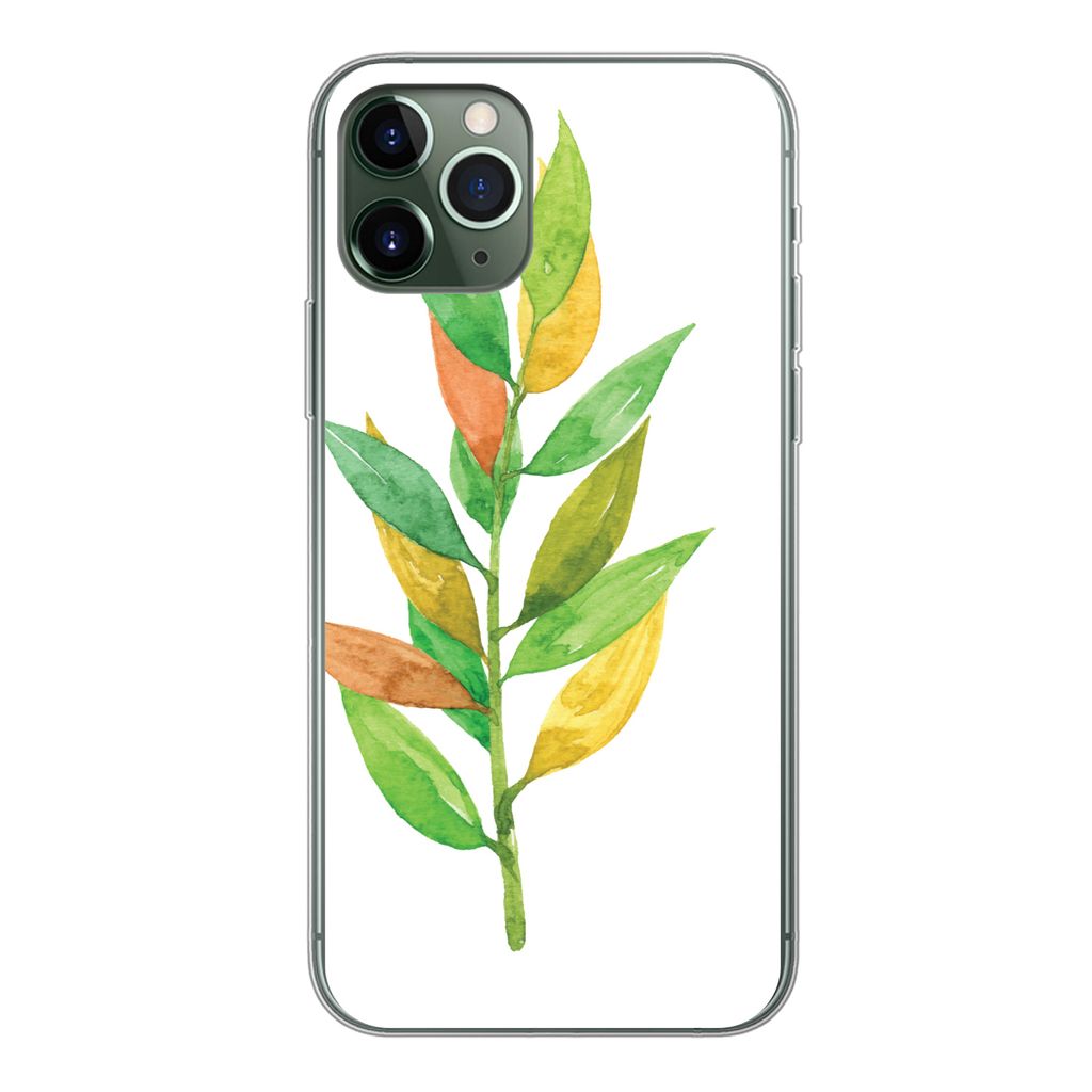 MuchoWow Handyhülle Schutzhülle Hülle für iPhone 11 Pro Aquarelle - Blätter - Pflanzen Silikon Softcase Handy Hülle - Handy