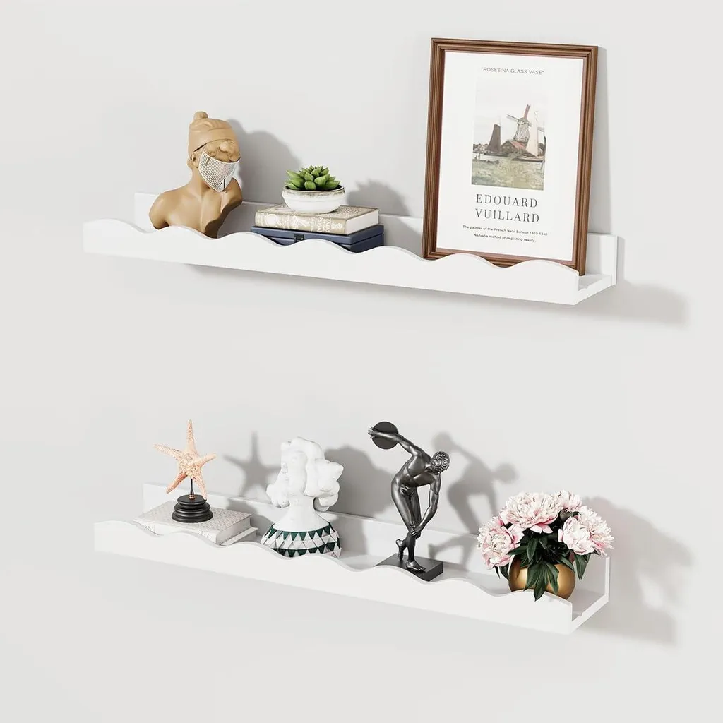Lot de 2 Petites Étagères Murales en Bois Blanc - Rangement Moderne