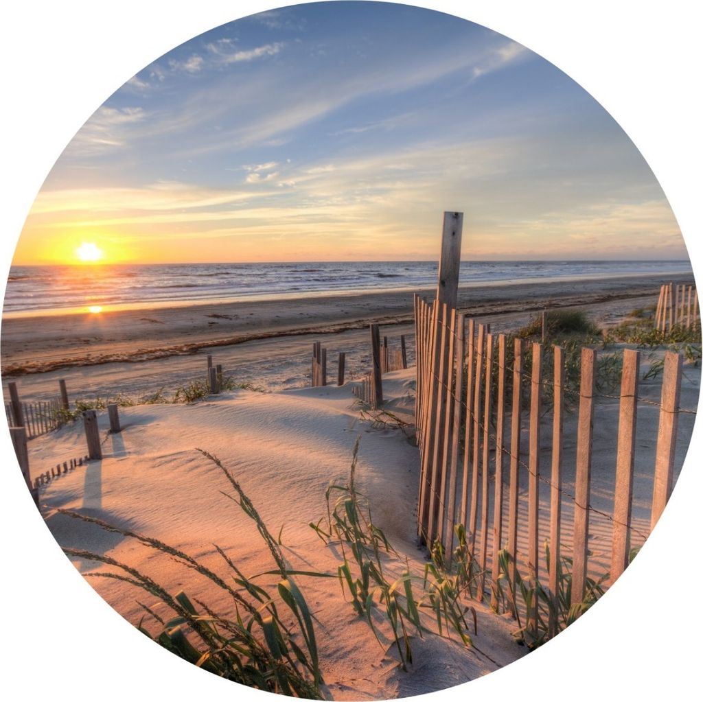 Sticker rund STRAND Meer Sonnenuntergang Dünen Pflanzen Himmel Landschaft 3D Aufkleber Wandtattoo Wohnzimmer Büro 100 cm x 100 cm