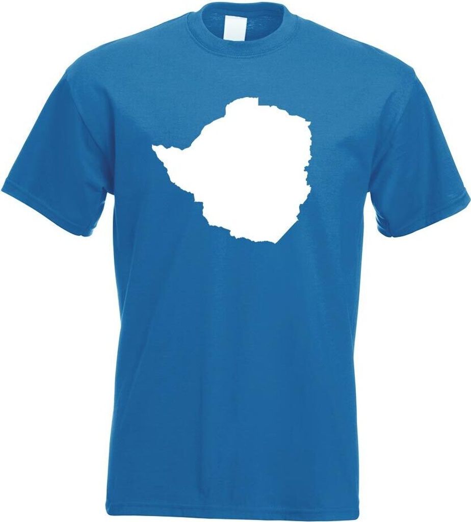 Kiwistar - T-Shirt - royal - Simbabwe Umriss Kontur Herren Funshirt Bedruckt Design Sprüche Spruch Motive - mit Motiv Bedruckt - Funshirt Design -...