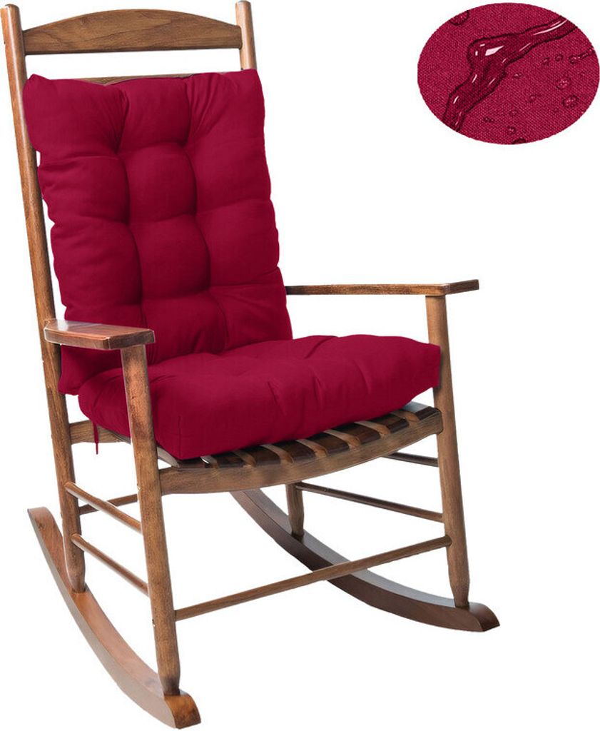 (43×53 cm, Weinrot) Wasserdicht Sitzkissen Stuhl 2er Set Rückenkissen Schaukelstuhlkissen Sitzpolster mit Bändern Stuhlpolster für Garten Outdo...