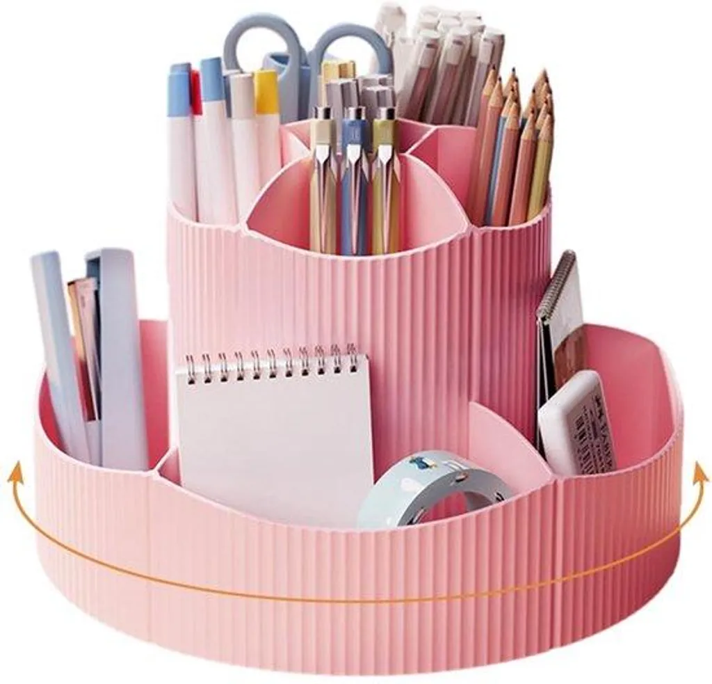 Porte-crayons pour bureau et maison - Rangement rotatif 11 casiers scolaire