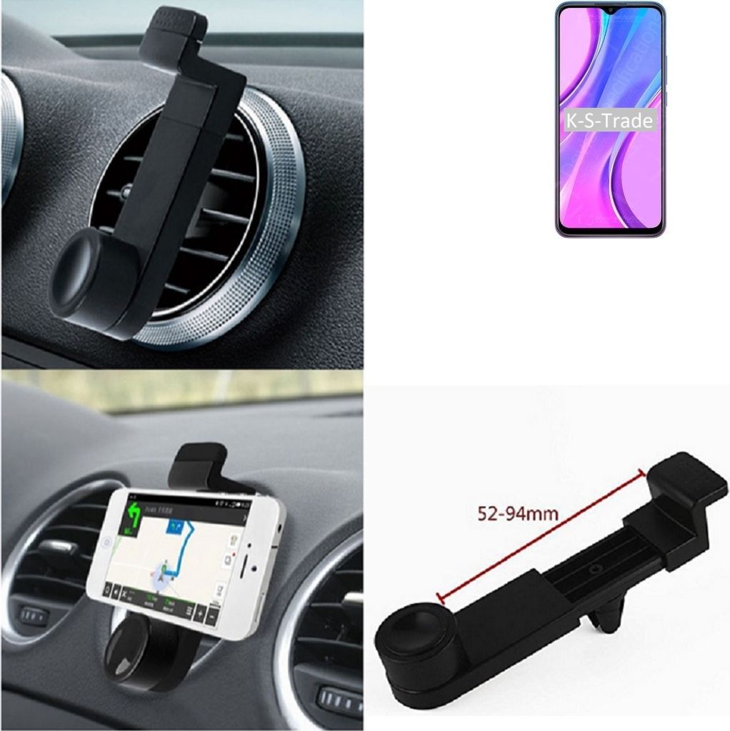 K-S-Trade Lüftungshalterung kompatibel mit Xiaomi Redmi 9 KFZ-Halterung Autohalterung Handy-halterung Lüftungsgitter Lüftungsschlitze Schwarz