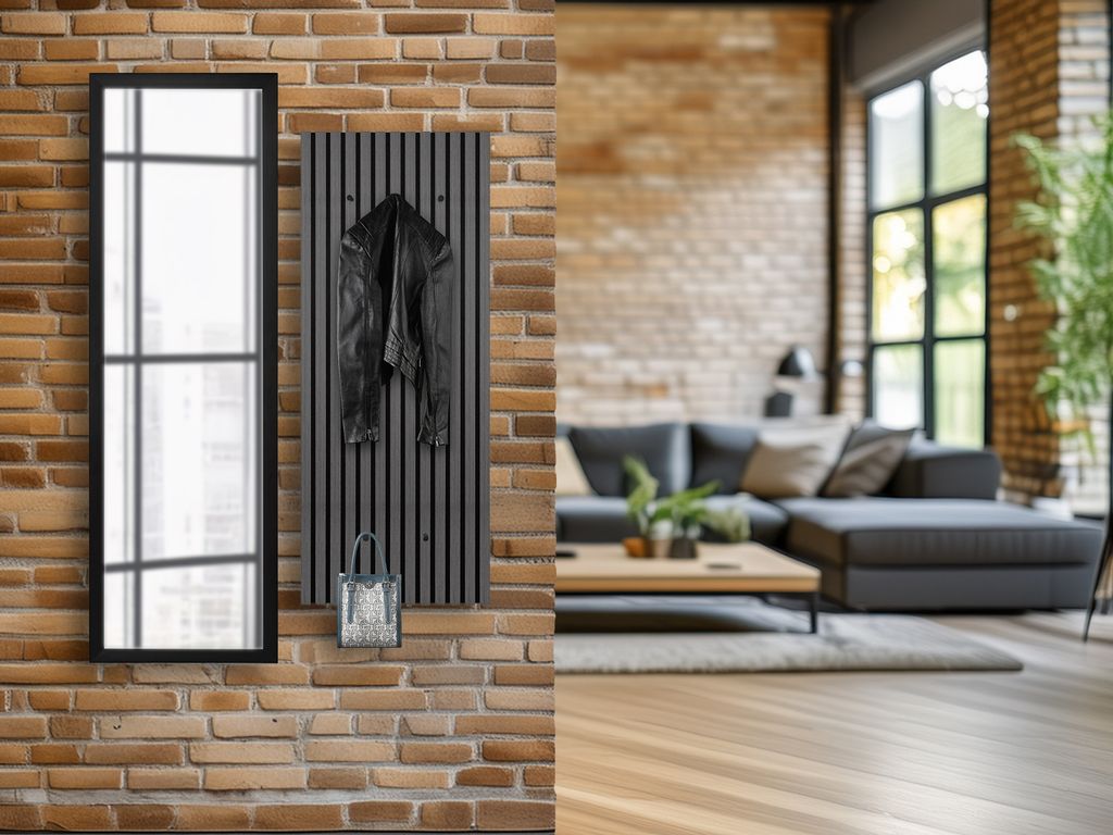 Garderoben Set - Ganzkörperspiegel mit Akustikpaneel Garderobe für den Flur