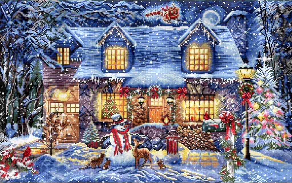 Letistitch Kreuzstich Set "Hüttenlicht", Zählmuster, 48x30cm