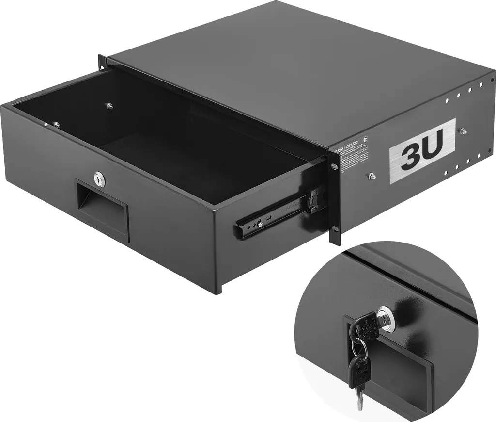 Cassetto Rack 3U VEVOR 22,68kg - Cassetto Scorrevole con Serratura