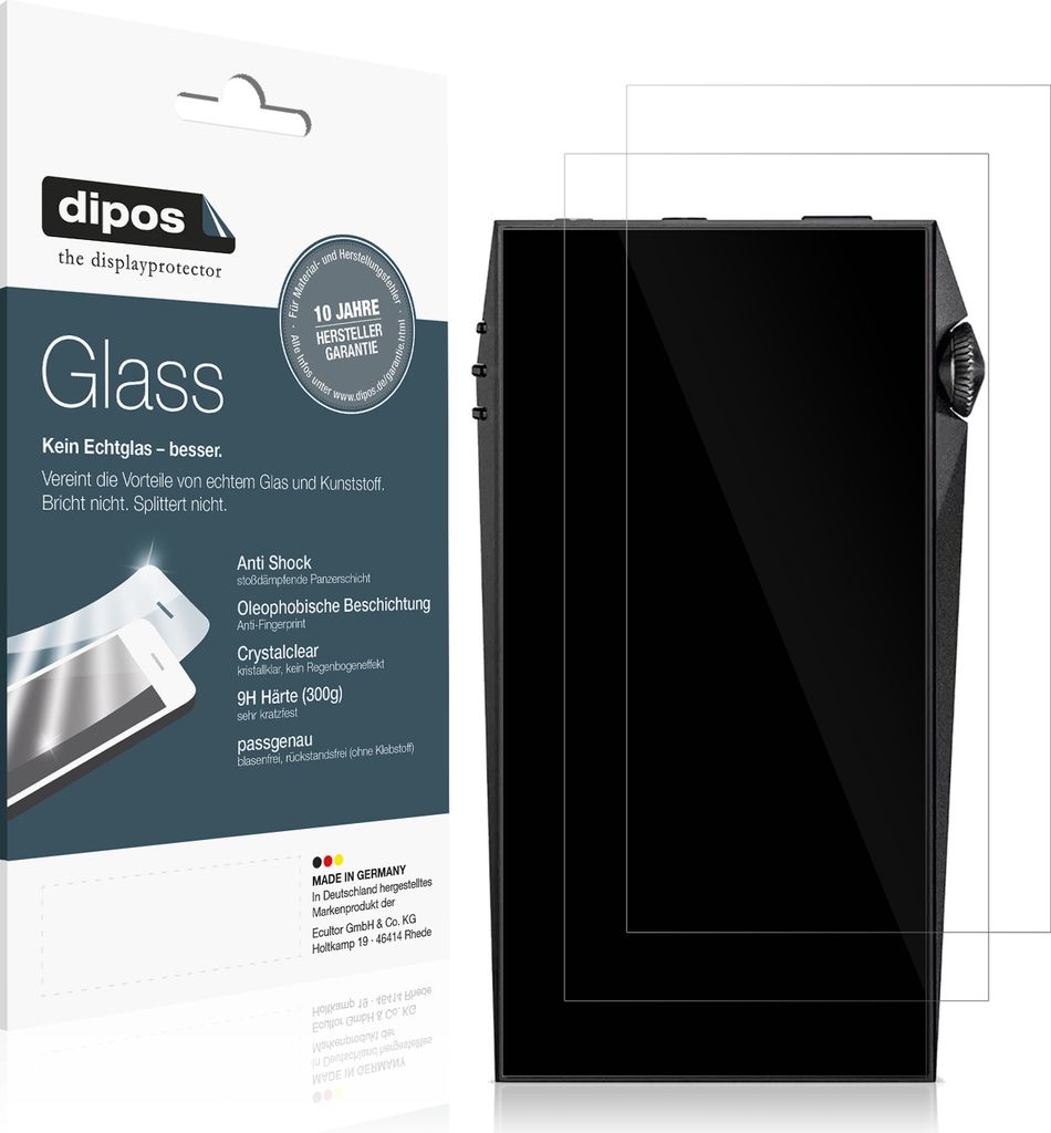 2x Schutzfolie für Astell Kern SP3000M - Anti-Shock 9H Folie dipos Glass Kunststoffglas