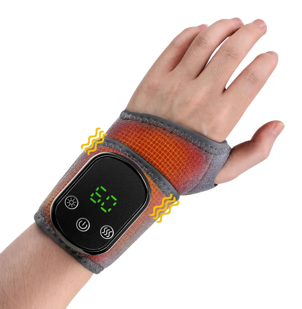 Appareil de massage poignet chauffant pour télétravail et sport - Gris