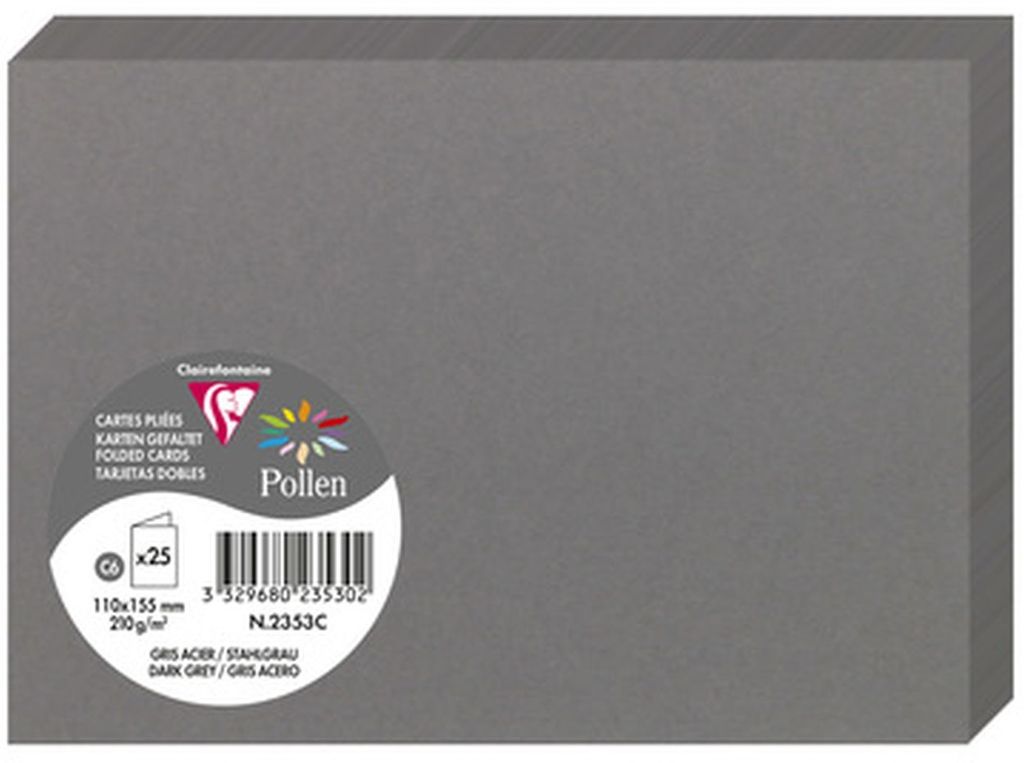 Clairefontaine Doppelkarte C6 210g dunkelgrau