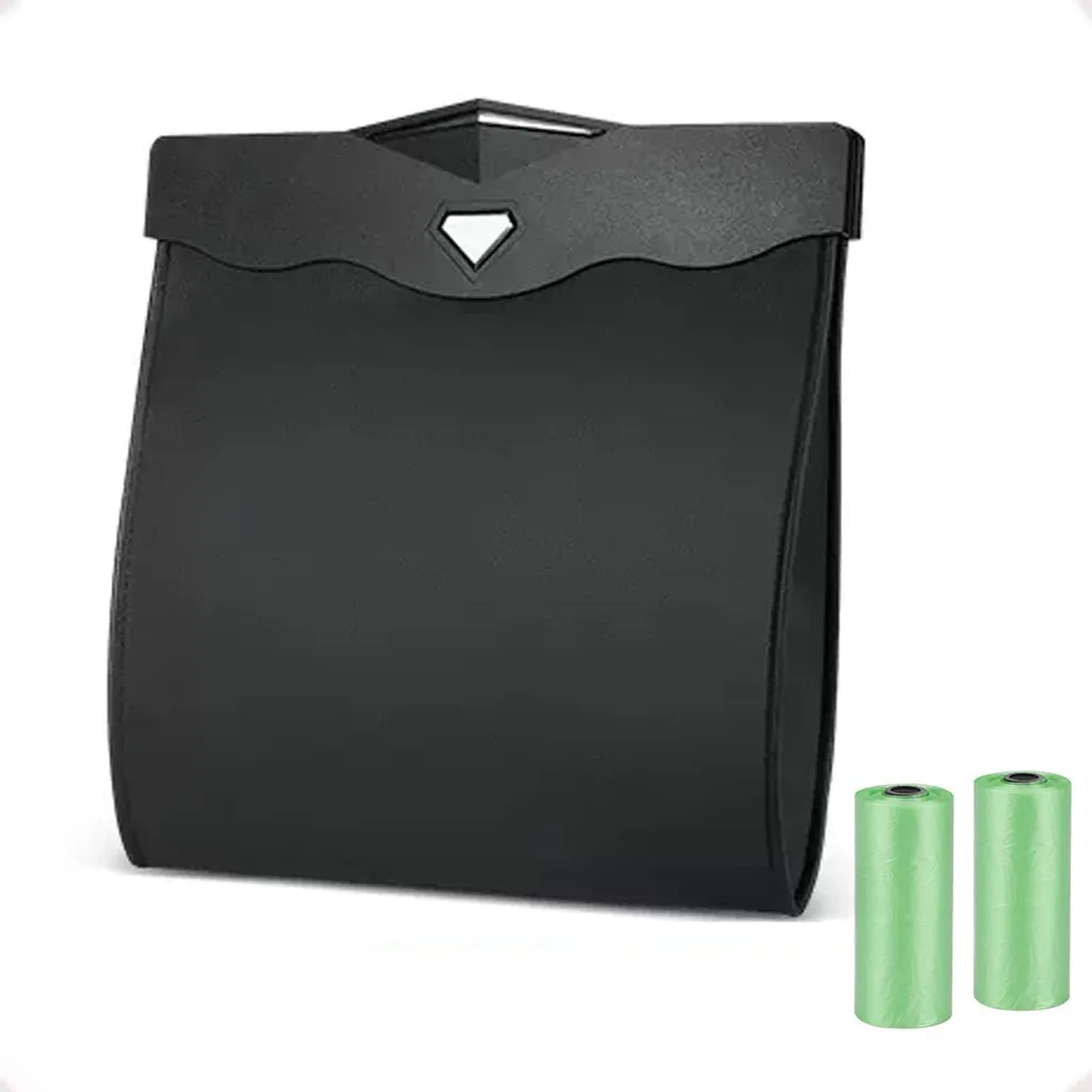 Cestino Auto in Pelle Nera Magnetico - Viaggia Senza Pensieri