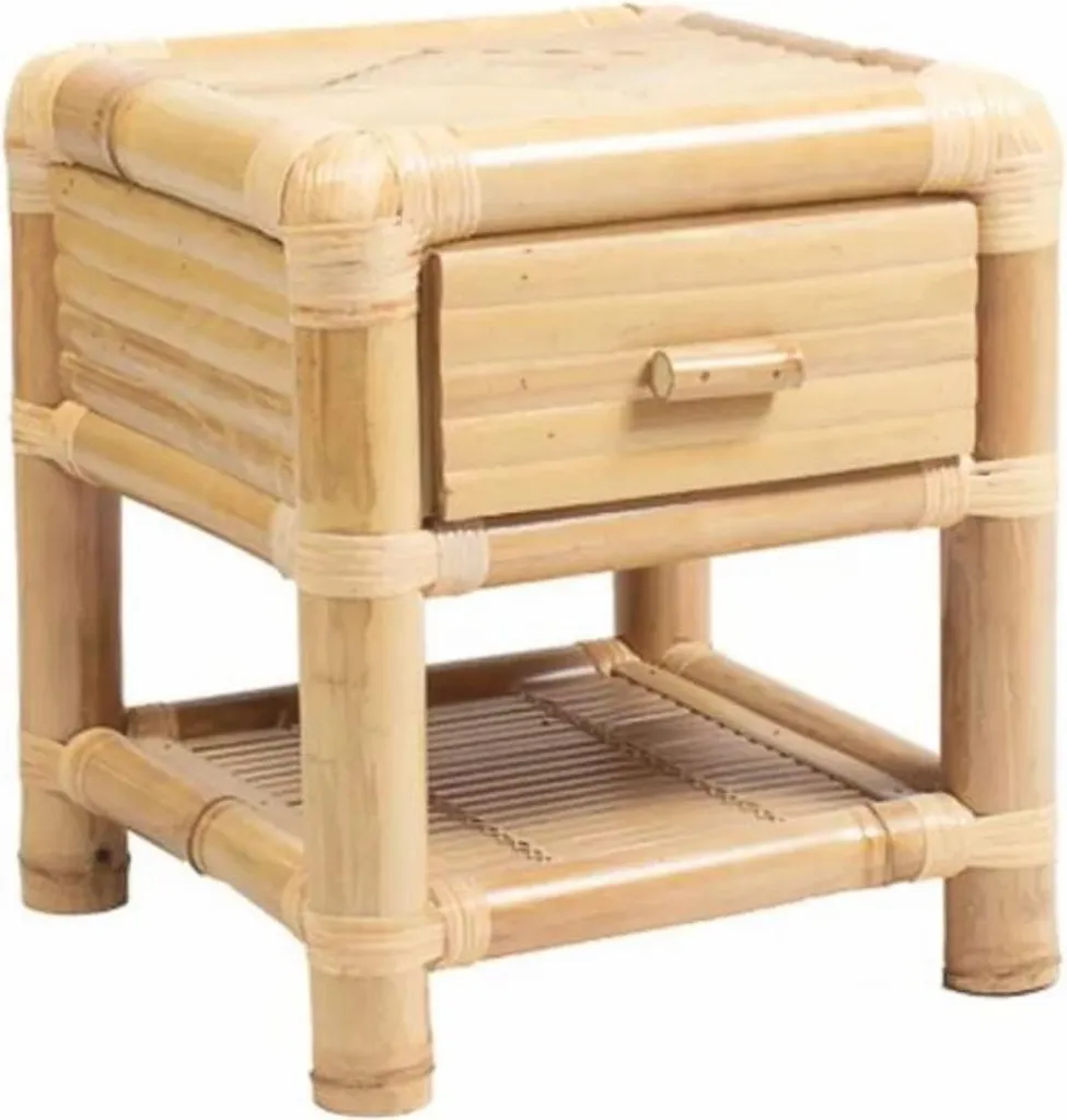 Table de chevet bambou écologique avec tiroir, design naturel et épuré