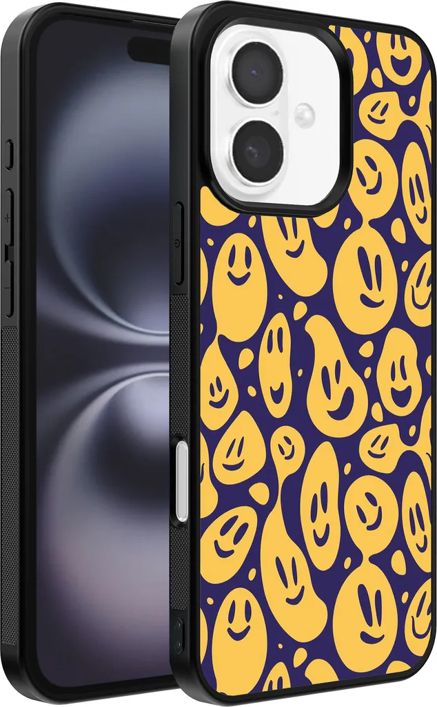 iPhone 16 Plus Cover Smiley Viola Giallo - Smartphonica TPU Case