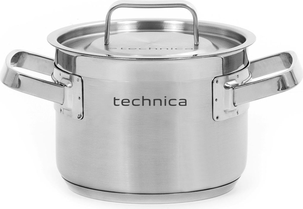 TECHNICA Hoher Topf 2,4L | 16 cm | Edelstahldeckel | Edelstahl Induktion Kochtopf