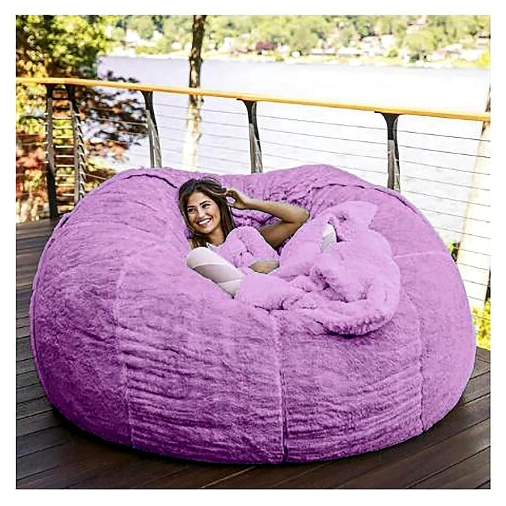 7 Fuß großer, flauschiger Plüsch-Sitzsack, waschbare Wohnzimmermöbel, bequemer Bezug (ohne Füllung)