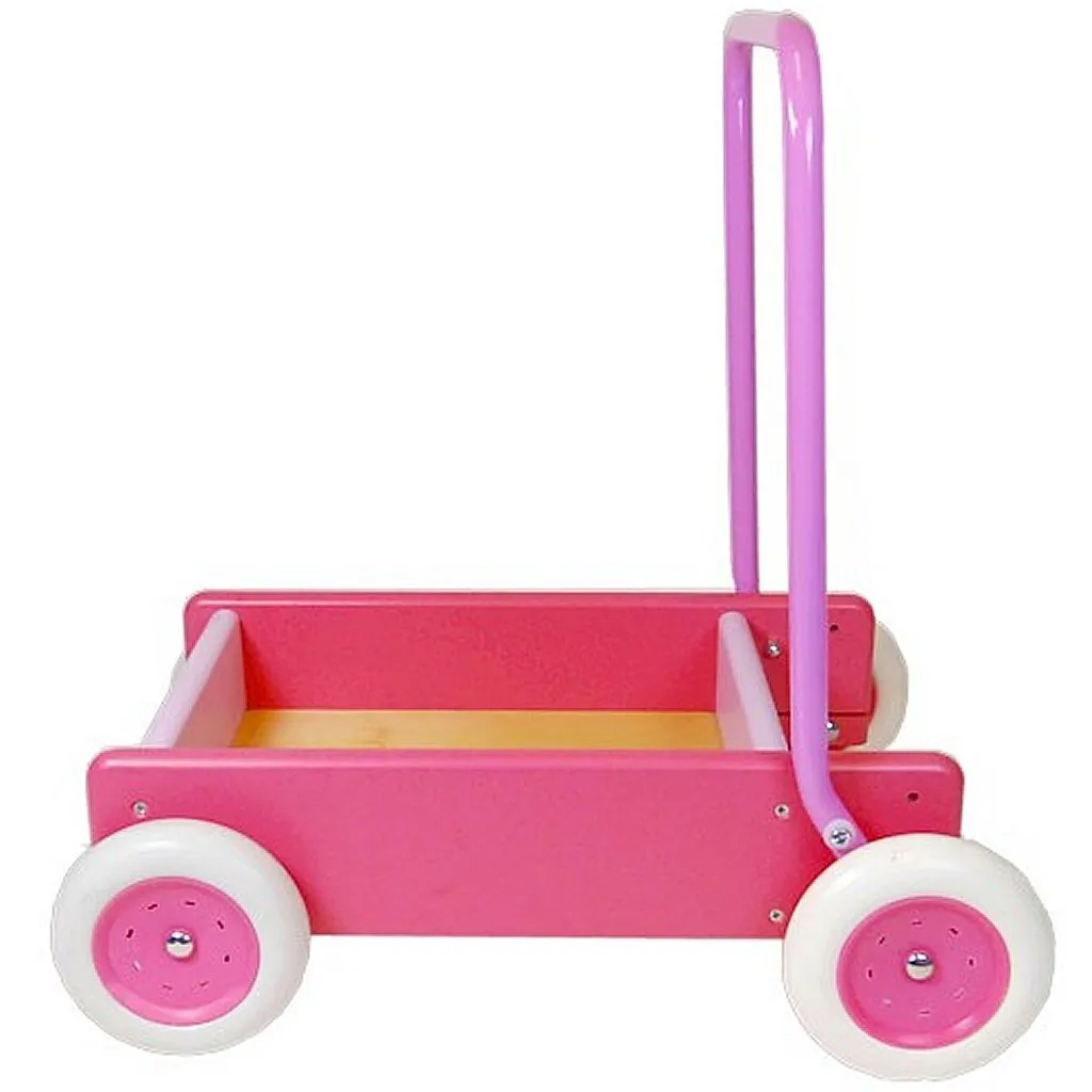 Van Bueren Chariot de Marche en Bois Rose avec Freins pour Bébé
