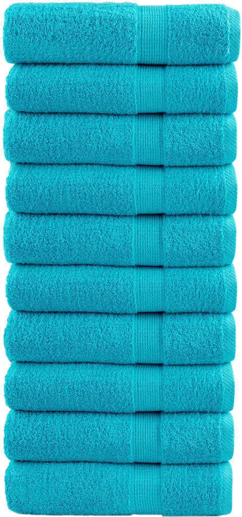 Set 10 Asciugamani SOLUND Turchese 50x100 cm | Cotone Premium 600g/m²