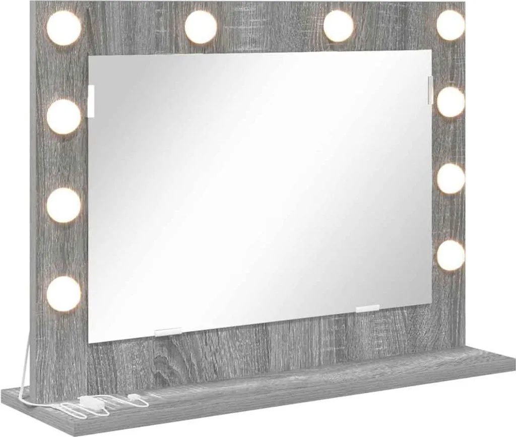 Specchio da bagno rettangolare Sonoma grigio 60 x 45 x 18 cm