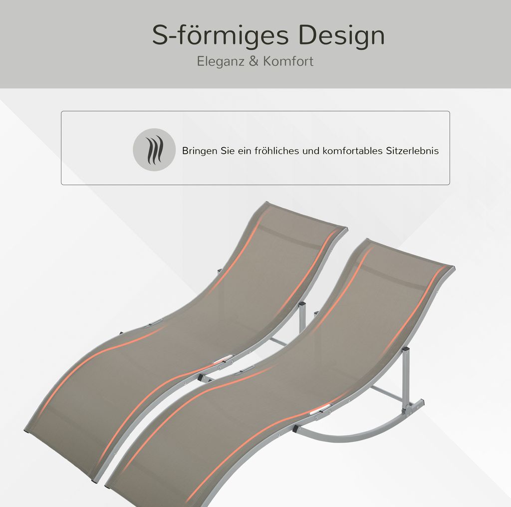 Outsunny 2er Set Sonnenliege Gartenliege Stoffliege Alu Produktbild 5