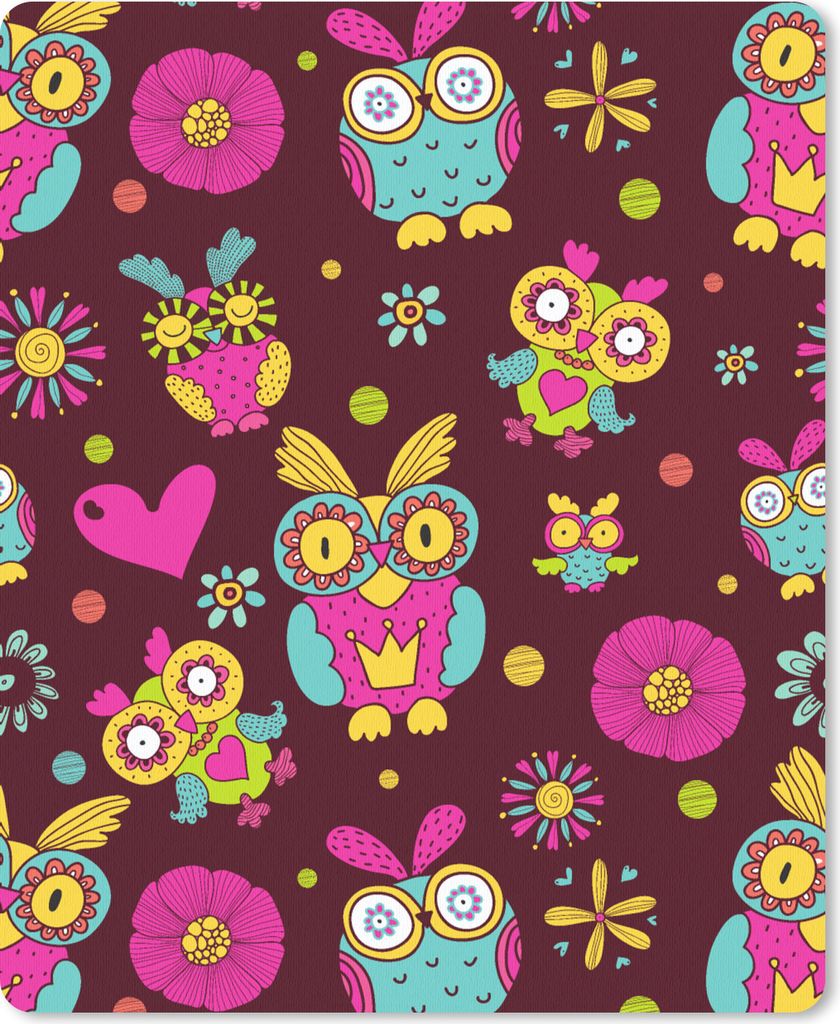 MuchoWow Mauspad Mousepad Mädchen - Eule - Schokolade - Muster - Mädchen - Kind - Kinder 30x40 cm - Mousepads - Maus Mat - Pad - Mausunterlage ...