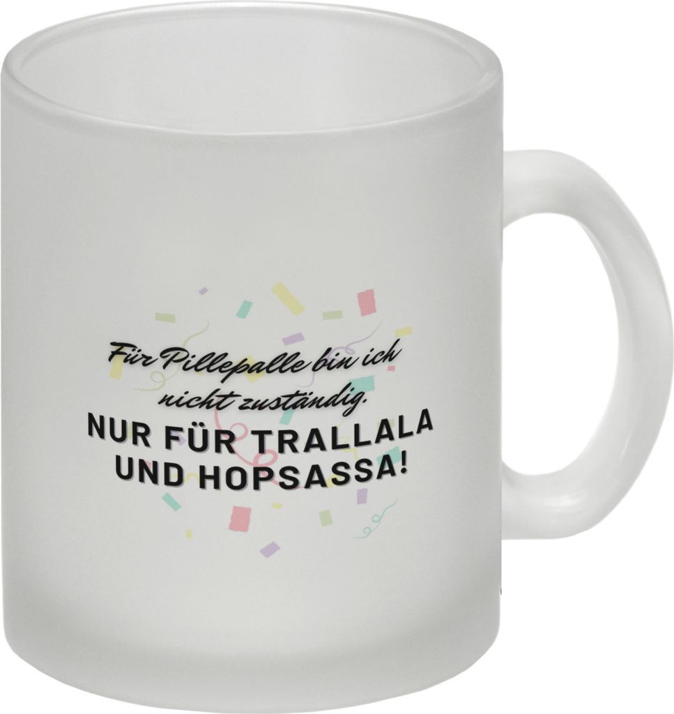 Pillepalle Glas Tasse mit Konfetti und Spruch Produktbild 