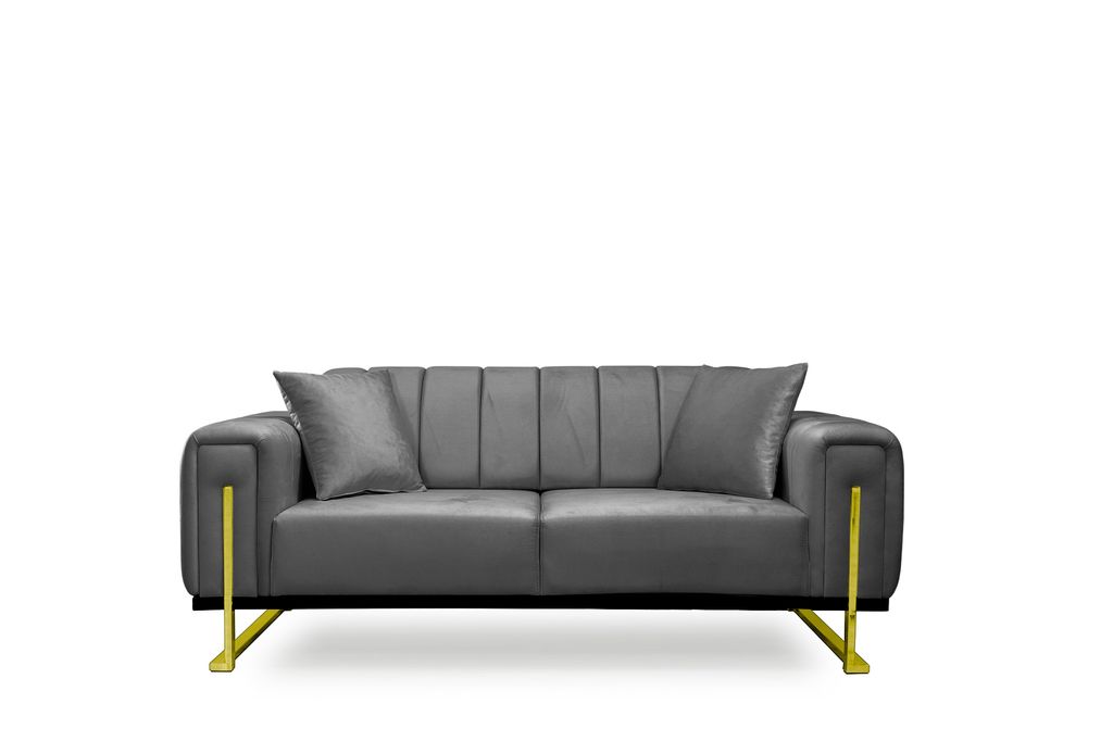 Couch 3-Sitzer Elegance un Versch. Farben: Anthrazit / Gold-Farben