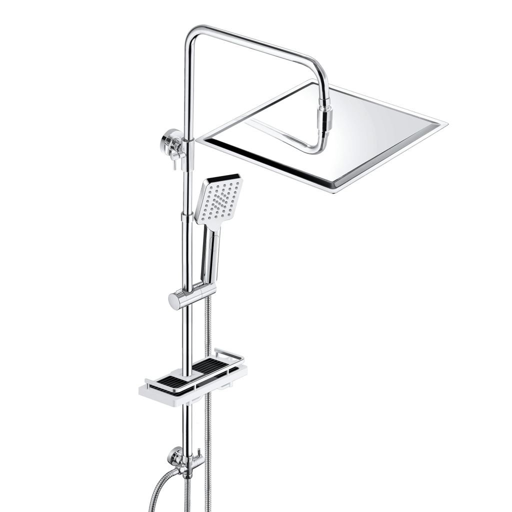 JOHO Edelstahl Duschsystem ohne Armatur Chrom Regendusche Produktbild 