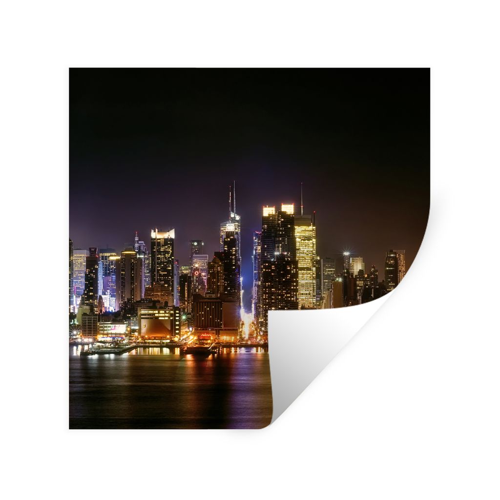 MuchoWow Wandtattoo Wandsticker Wandaufkleber New York - Manhattan - Skyline 80x80 cm Selbstklebend und Repositionierbar - Wierderverwendbar - Se...