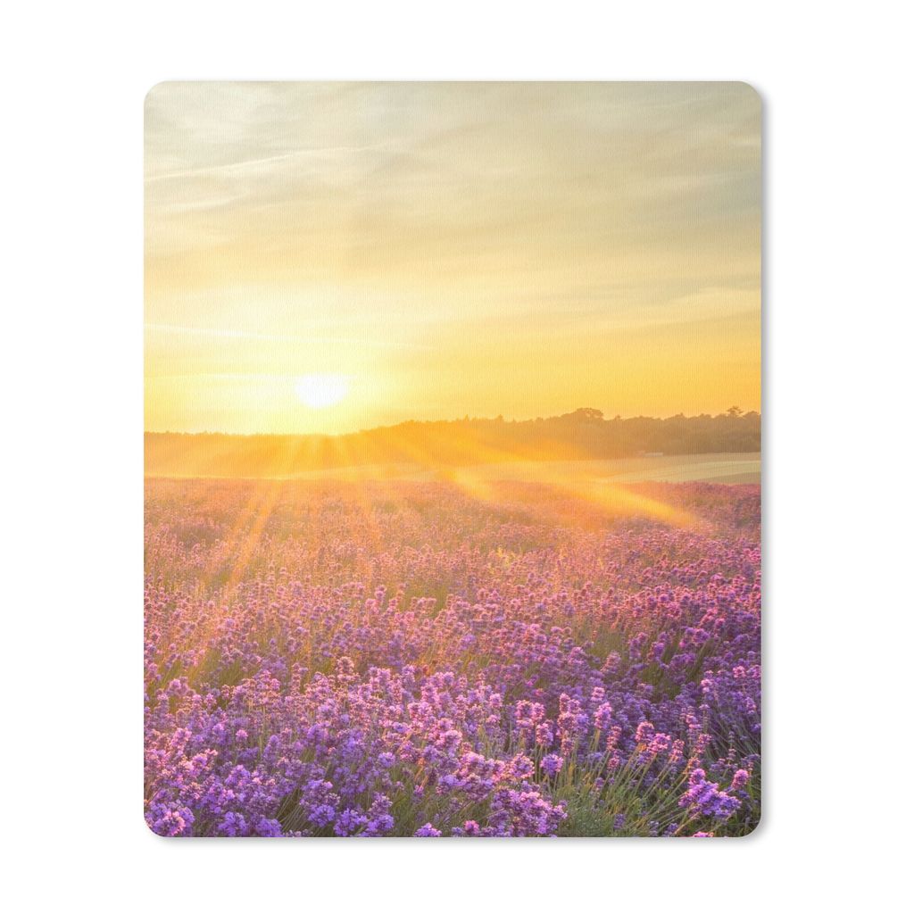 MuchoWow Mauspad Mousepad Lavendel - Sonnenuntergang - Bäume - Lila 19x23 cm - Mousepads - Maus Mat - Pad - Mausunterlage - Mauspads - Spielen