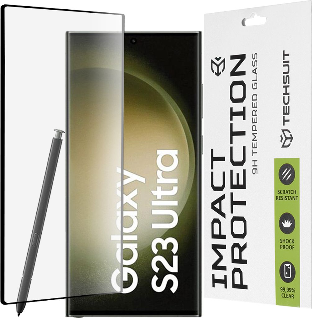 Techsuit 3D Curved Screen Impact Protection Displayschutzfolie für Samsung Galaxy S23 Ultra - Schwarz
