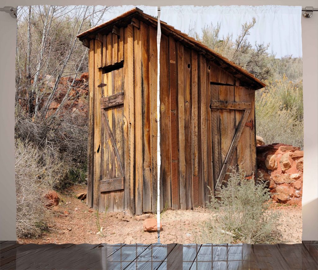 ABAKUHAUS Toilettenhäuschen Rustikaler Vorhang, Olivenbäume, Wohnzimmer Universalband Gardinen mit Schlaufen und Haken, 280 x 175 cm, Dunkelgrün...