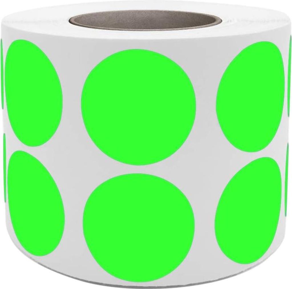 Allecto Plus - Neon Grüne Farbcode Aufkleber 19mm Helle Neon Runde Etiketten Auf Rollen 1,8cm 1050 Stück