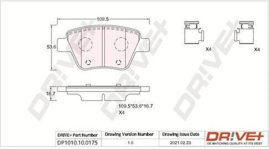 Dr!ve+ DP1010 plaquettes frein arrière silencieuses et durables