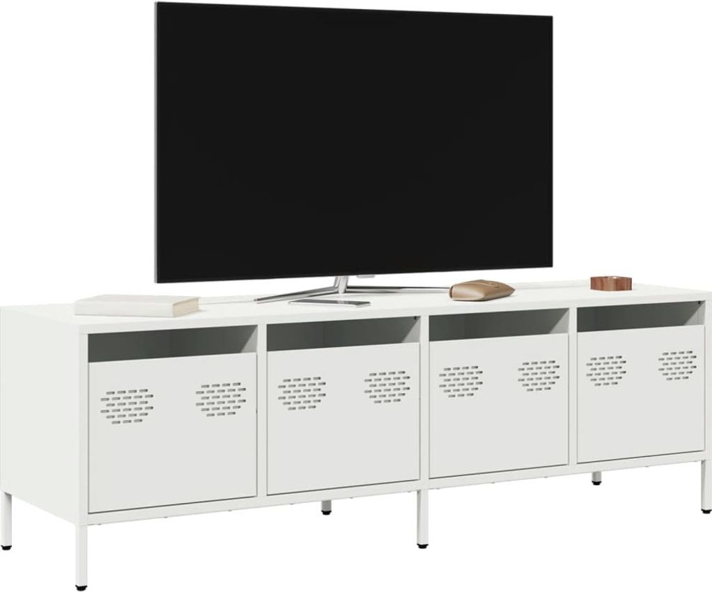 Maison Exclusive - TV-Schrank Weiß 135x39x43,5 cm Kaltgewalzter Stahl
