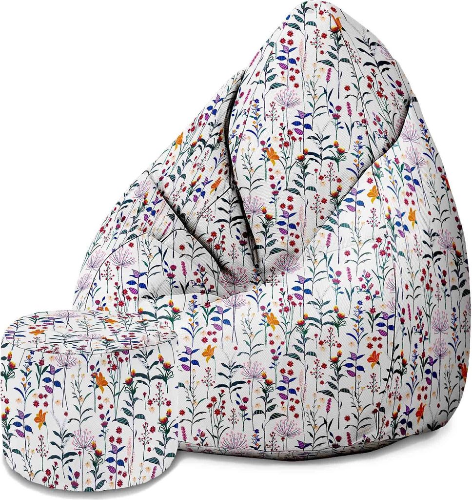 Dreamroots Bean Bag 80x80x120cm Sitzsack mit Lehne und Hocker und Bezug Sitzkissen Boden Chill Sack Bubibag Sitzsack Sitzsack mit Füllung Color Me...