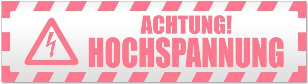 Kiwistar - Autoaufkleber - Hellrosa - 60 x 16 cm - Achtung Hochspannung gestreift - Hinweis Aufkleber Sticker für Auto, Kfz, Fahrrad, PKW, LKW