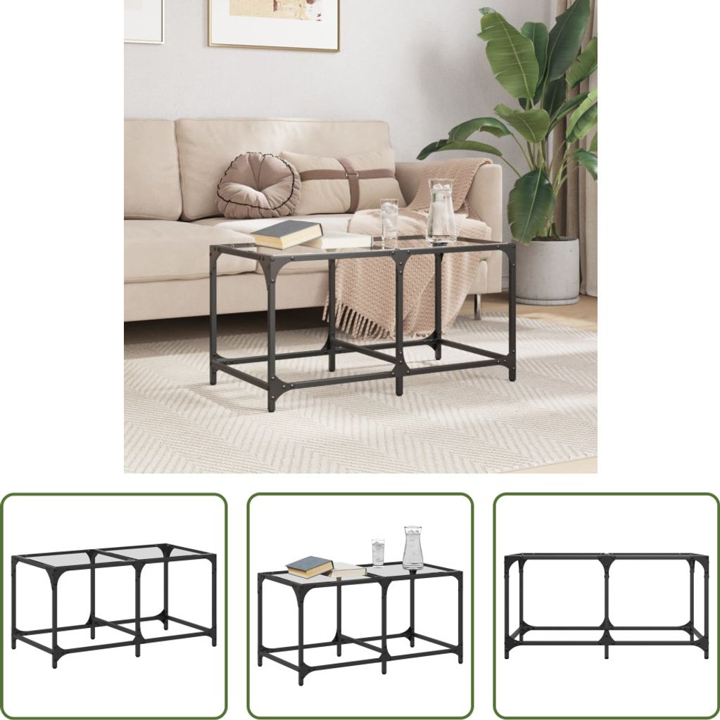 The Living Store Couchtisch mit Glasplatte Transparent 78,5x40x40 cm Stahl