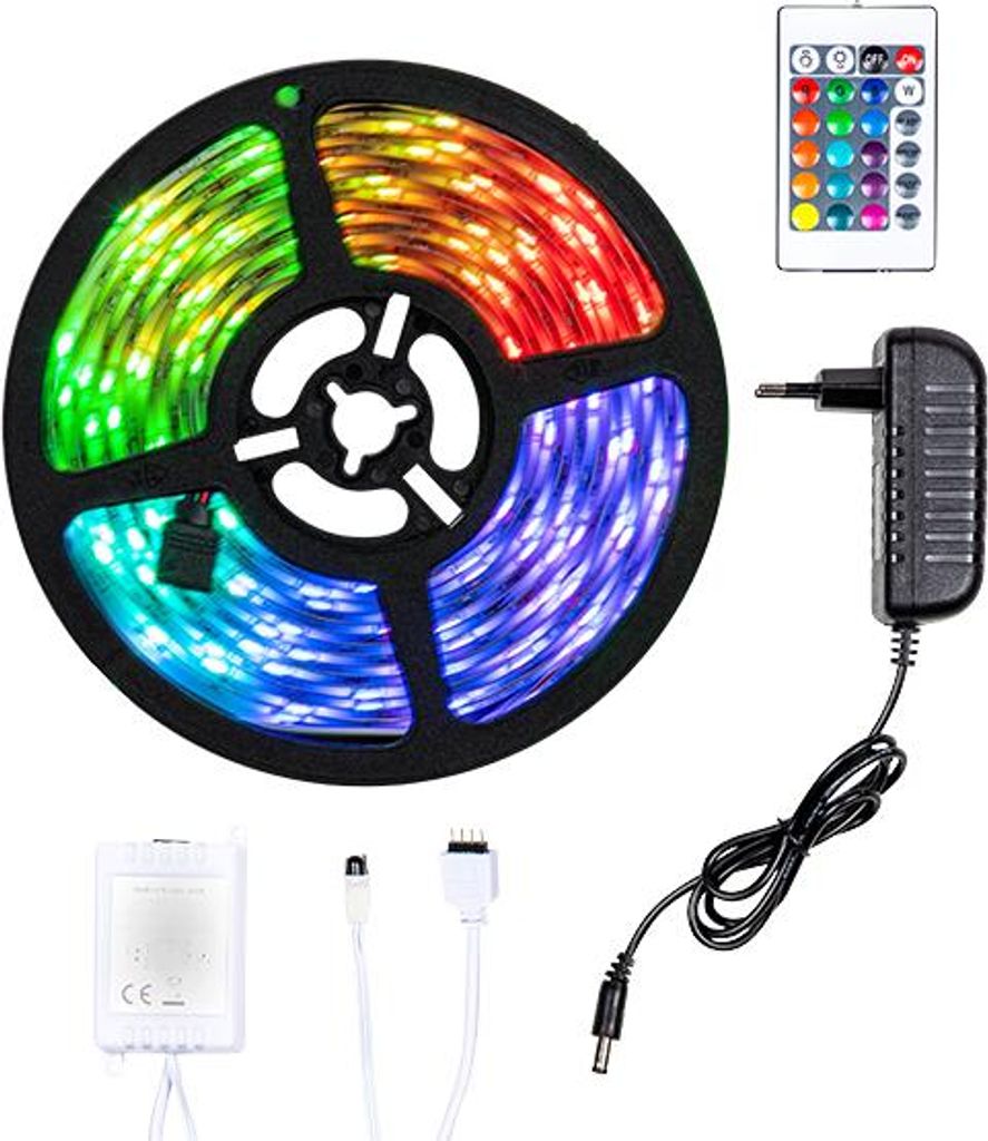 LED Stripe 5m RGB mit Fernbedienung selbstklebend 150LED Streifen Lichtband