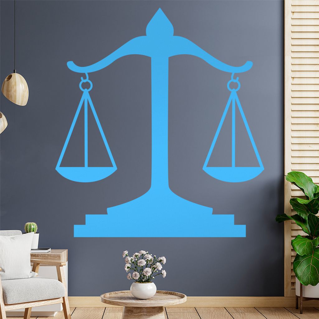 Waage Gericht Anwalt Justitia Wandtattoo Wandaufkleber Wall Sticker - Dekoration, Küche, Wohnzimmer, Schlafzimmer, Badezimmer