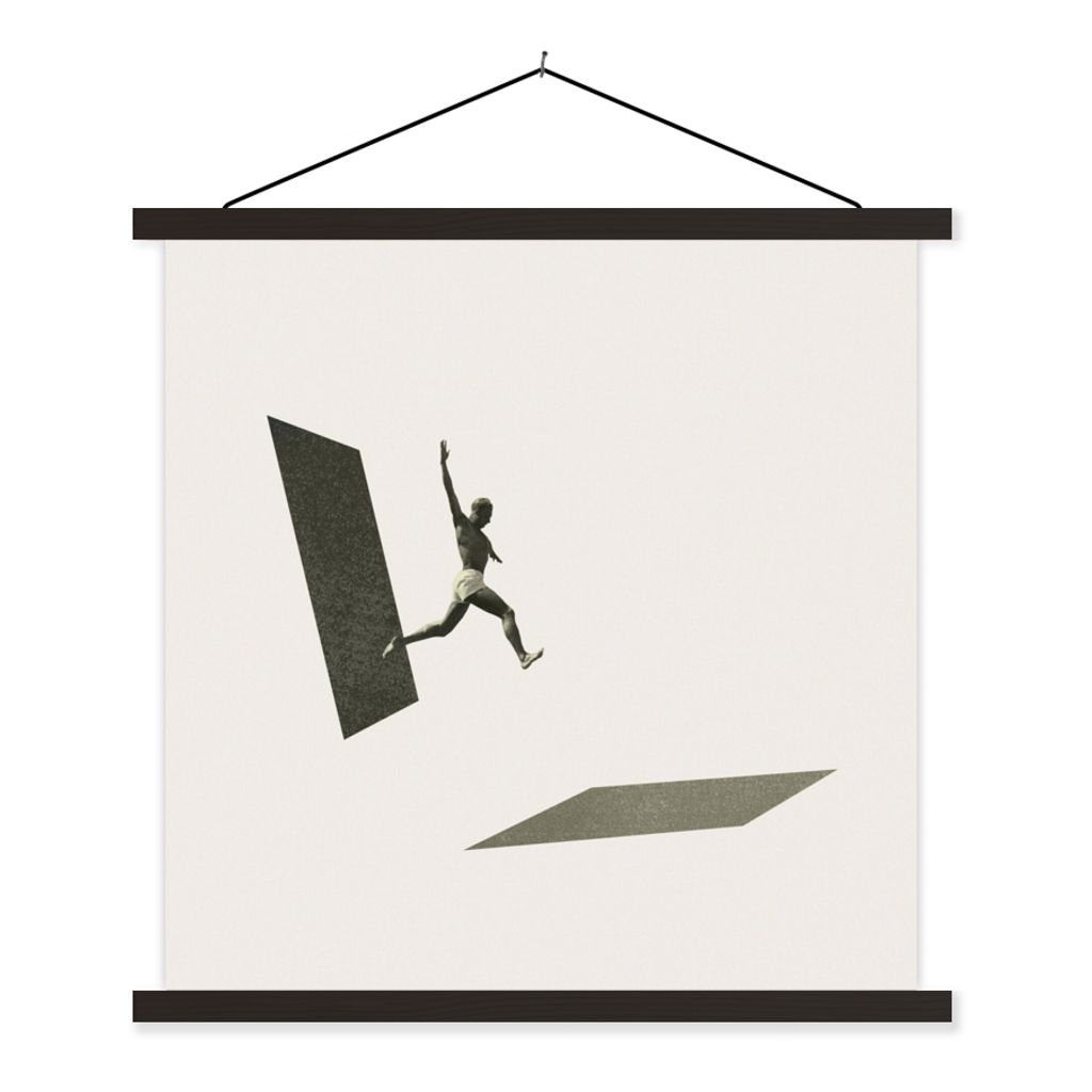 MuchoWow Textilposter Jahrgang - Mann - Design 40x40 cm mit schwarzem Rahmen - Fotos