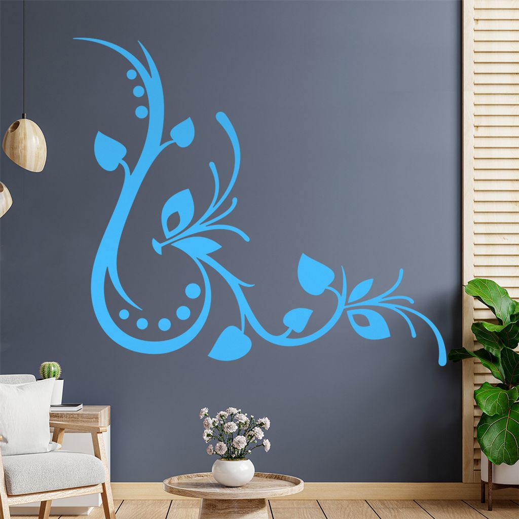 Blätter - Linien Punkte Wandtattoo in 6 Größen - Wandaufkleber Wall Sticker - Dekoration, Küche, Wohnzimmer, Schlafzimmer, Badezimmer