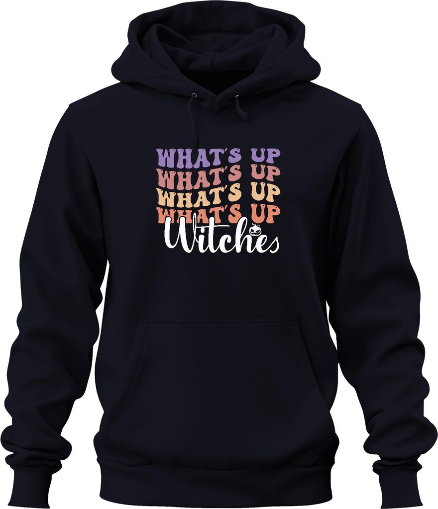 Whats up Witches Halloween Hexen Lustig Retro Kürbis Geschenk Uni Hoodie Kapuzenpullover, Navy, 3XL