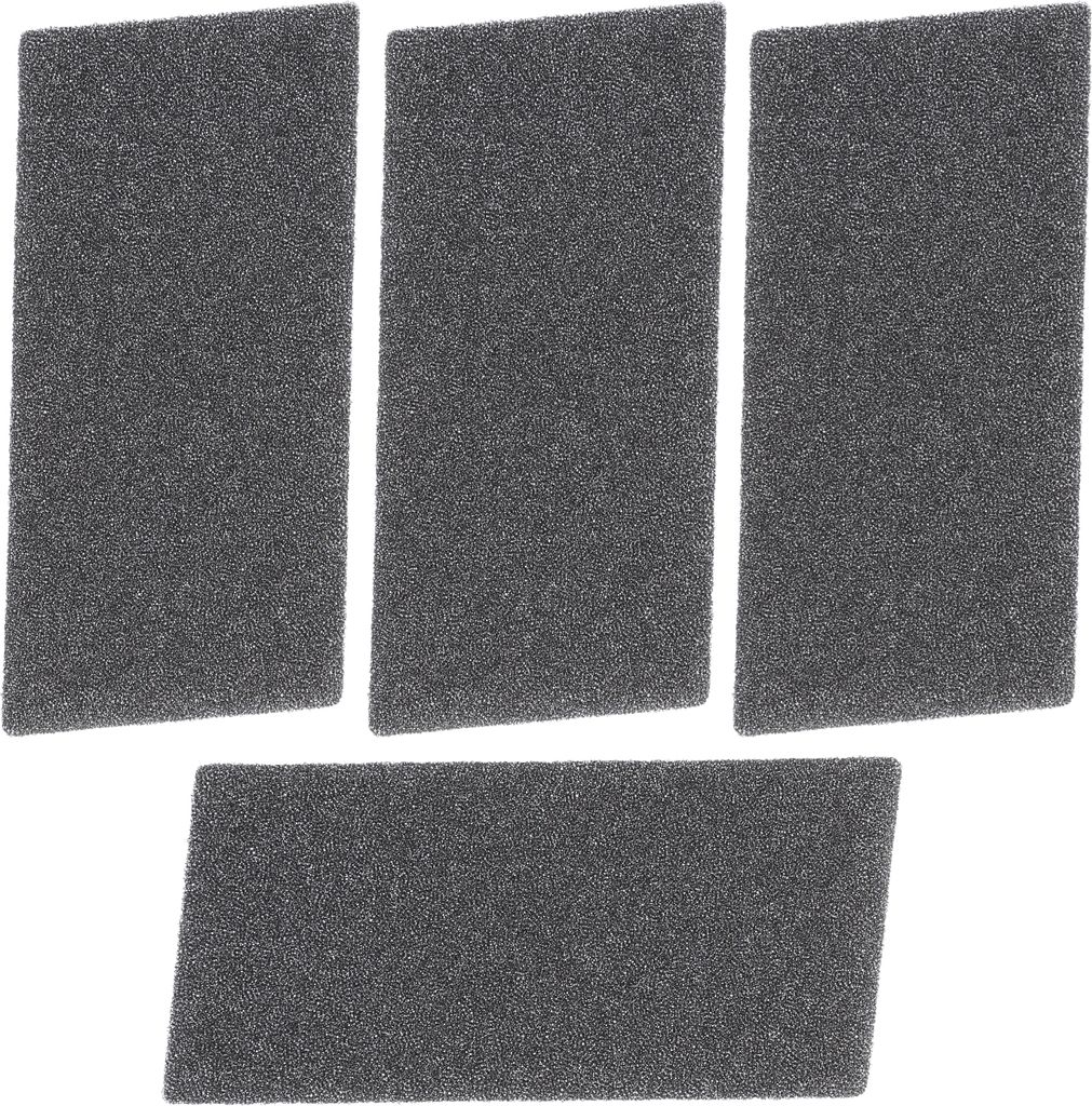 Four rectangular foam filters are arranged on a white background.