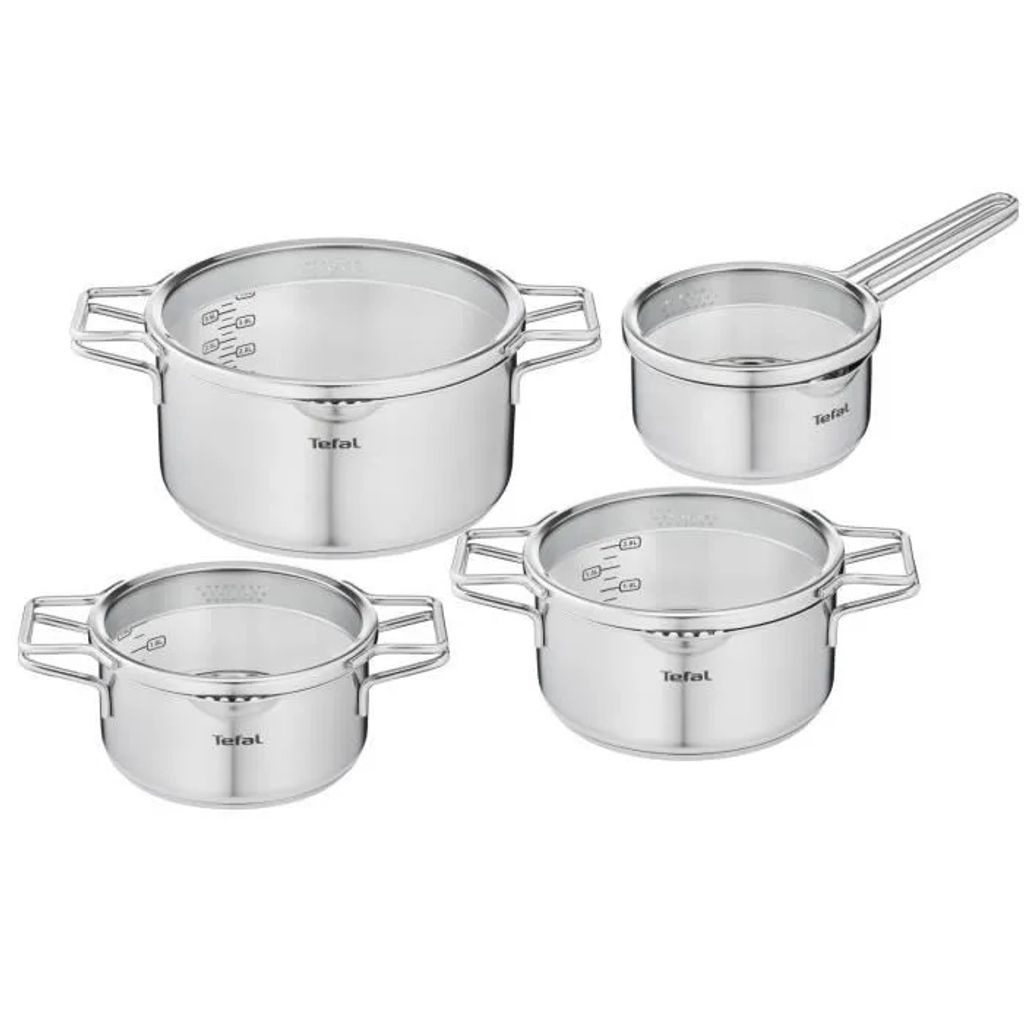 Tefal H852S8 Nordica 4-piece pan set stainless steel/glass Image du produit 
