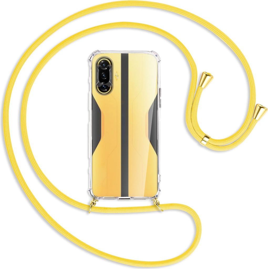 Handykette Backcover-Schutzhülle mit Band (Metall goldfarben) für Xiaomi Redmi K40 Gaming - gelb