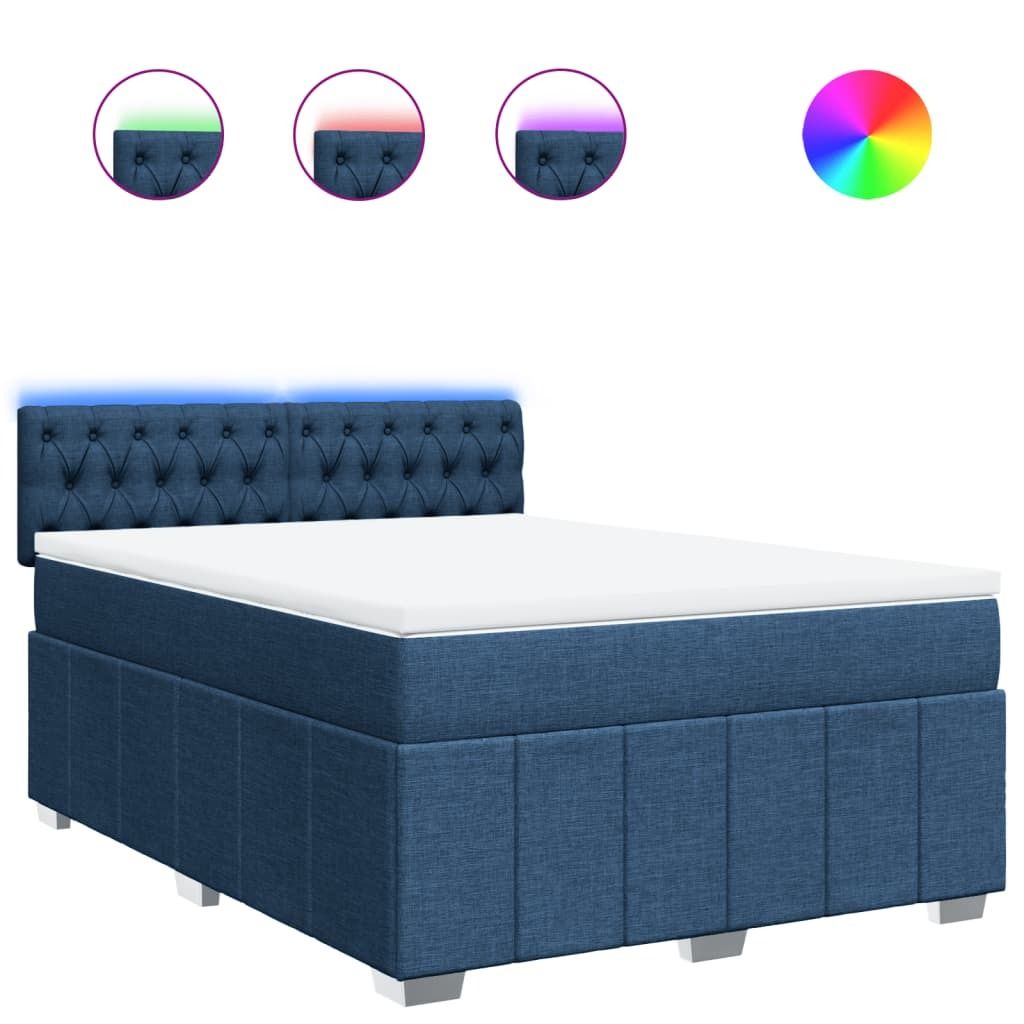 vidaXL Boxspringbett mit Matratze Blau 160x200 cm Stoff