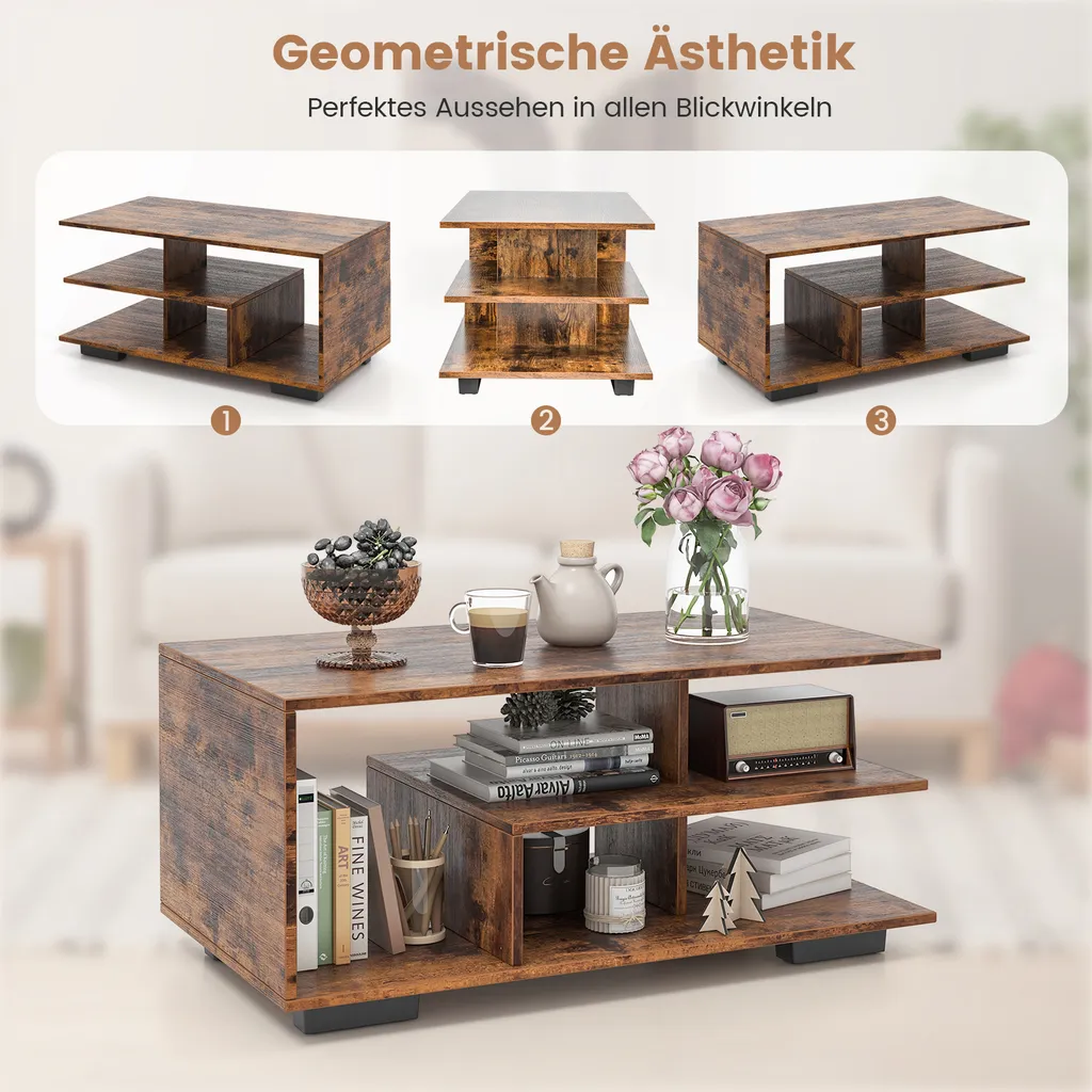 Table basse gain de place avec rangement multicouche pour petit salon - 5