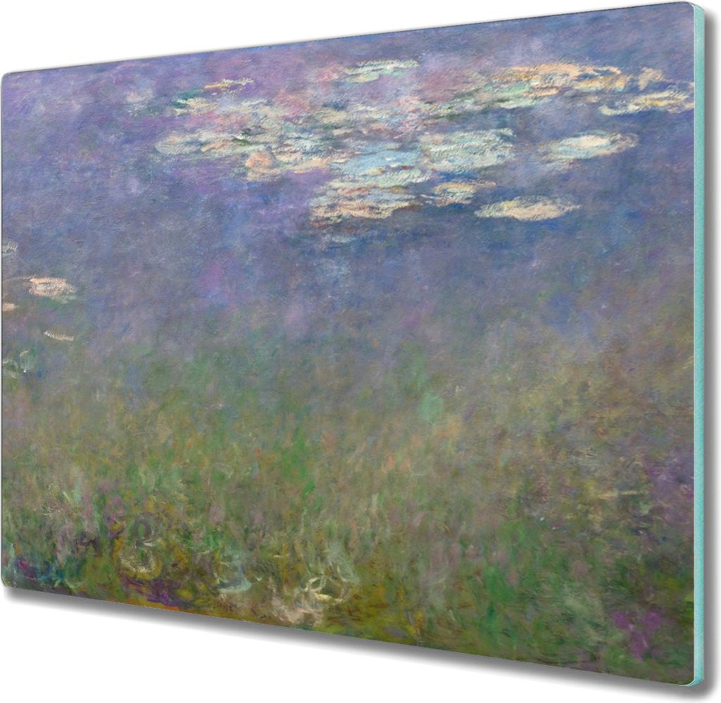 Coloray Hackbrett Kochplattenabdeckung Herdabdeckplatte 60x52 cm Schneidebrett Küchenbrett - Monet Wasserlilien